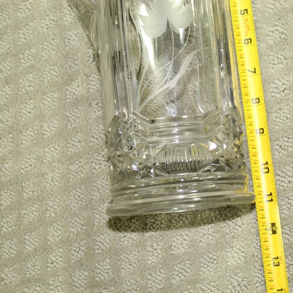 STUNNING! Vintage Floral Uranium Green Glow Depression Glass  11" Pitcher - Picture 6 of 11